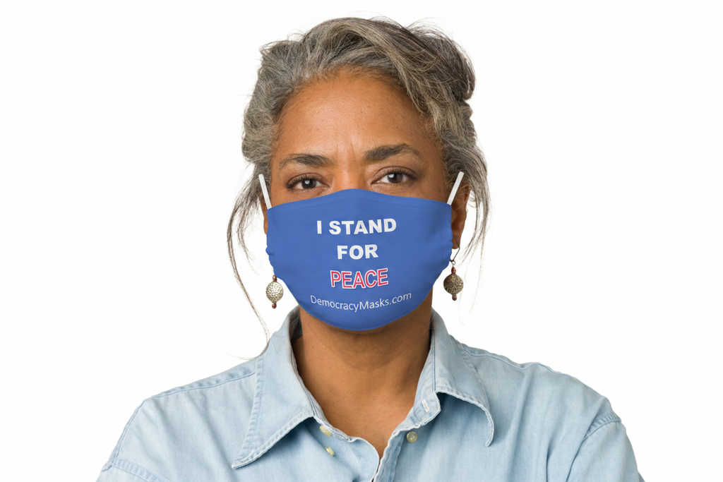 Woman wearing PEACE-C mask