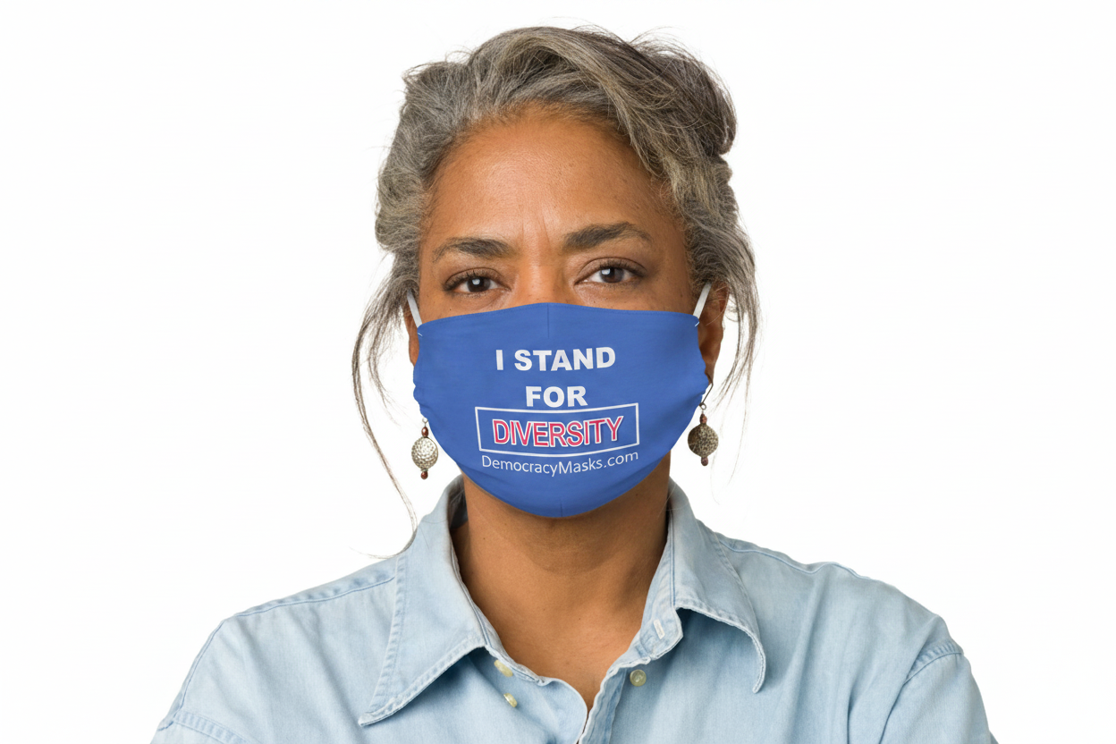 Woman wearing DIVERSITY-B mask