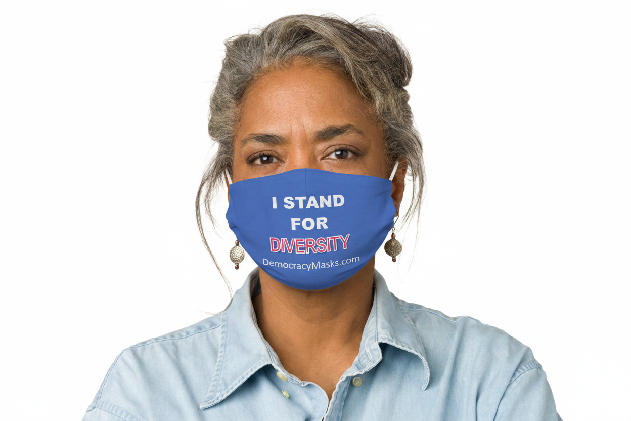 Woman wearing DIVERSITY-C mask