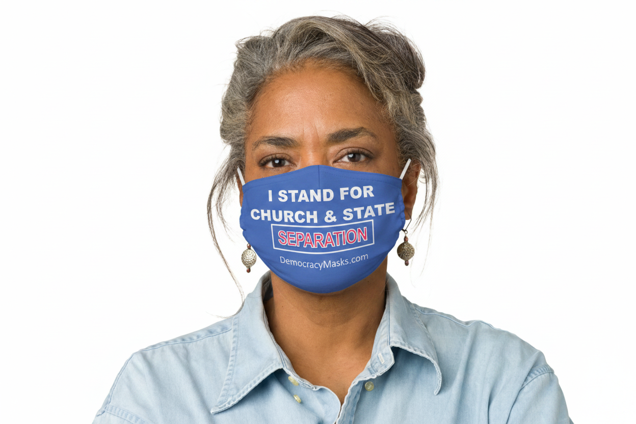 Woman wearing SEPARATION-B mask